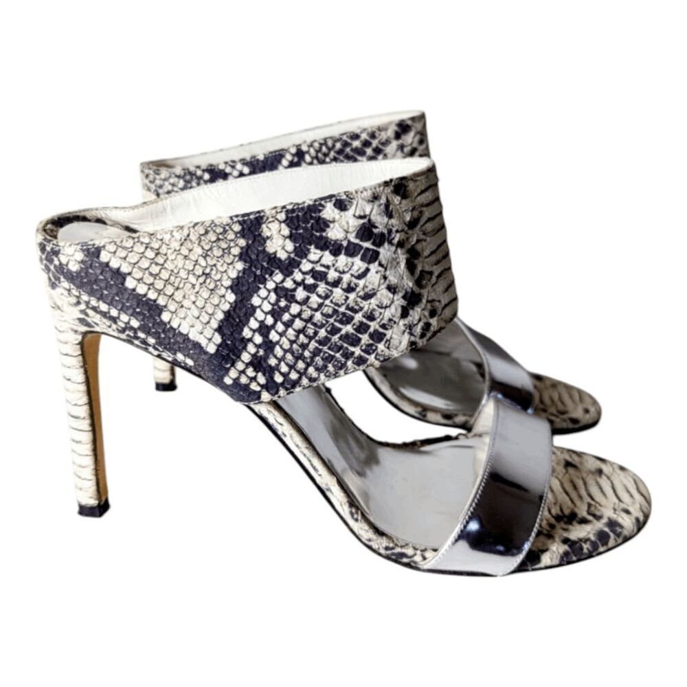 Stuart Weitzman Python Embossed Leather Open Toe … - image 3